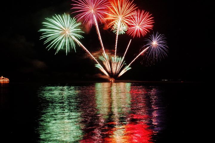 fireworks over water